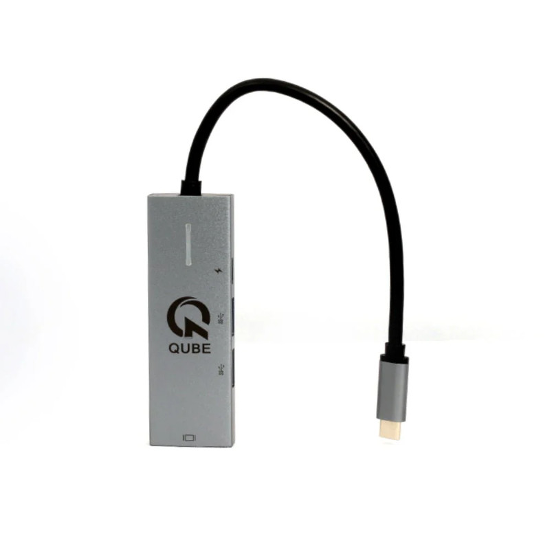Qube AD 4in1 USB-C Hub N22002 - Gray - محول